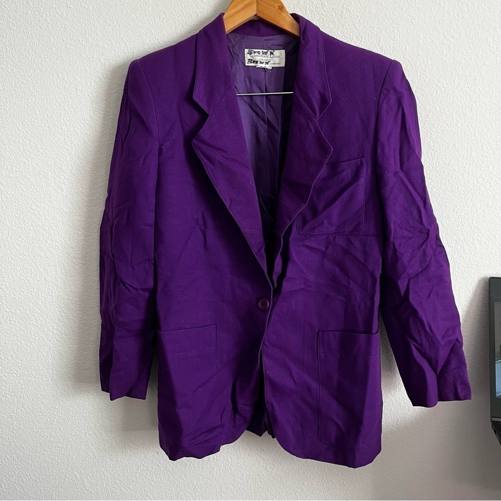 Christian Dior Vintage Purple Wool Blazer Size 4
